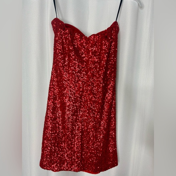 NWT Jadore Sweetheart Red Sequence Mini Cocktail dress - Picture 7 of 9